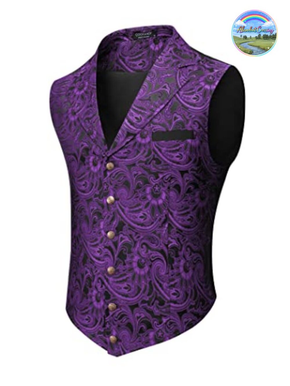 COOFANDY Men's Paisley Floral Jacquard Suit Vest Slim Fit Tuxedo Waistcoat